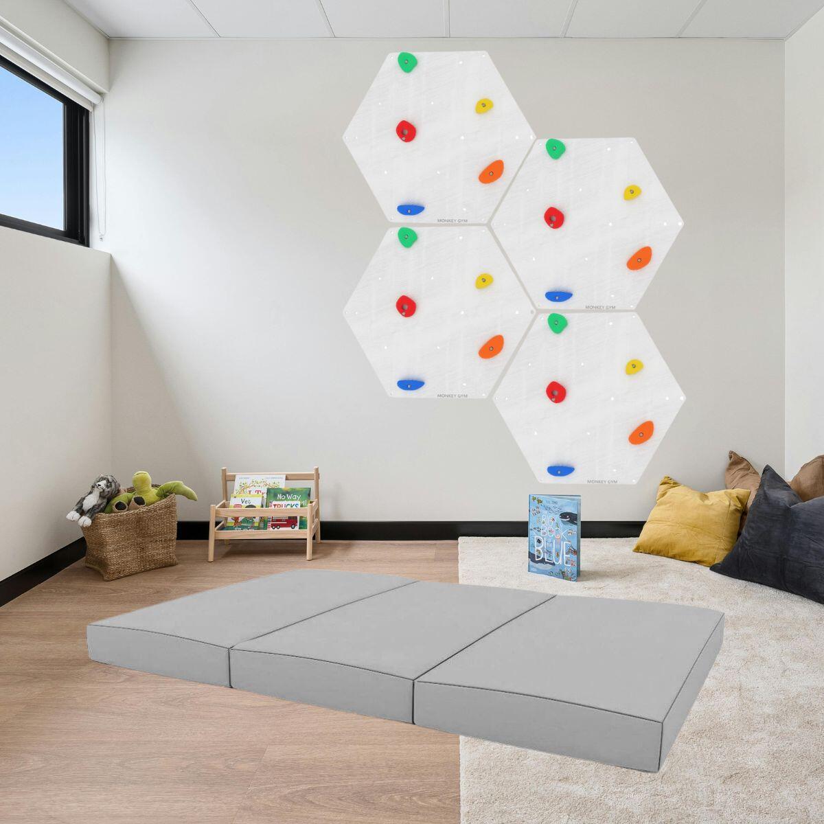 Tapis de Gymnastique pour Enfants Pliable en 3 Parties 150x50x5 cm Kids Gris 2/4