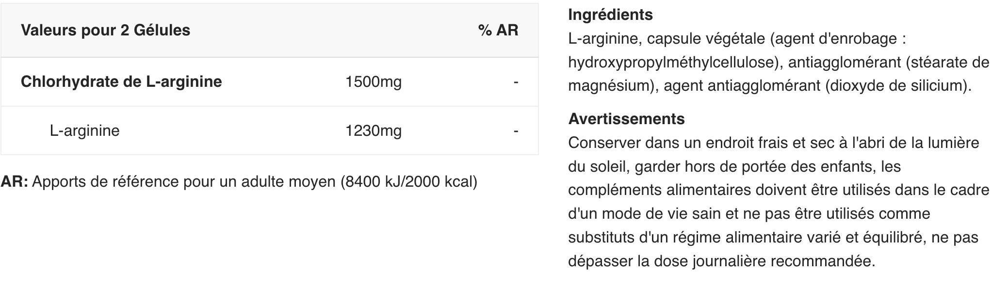 L-Arginine - L-Arginine 1500 - 120 Gélules 2/3