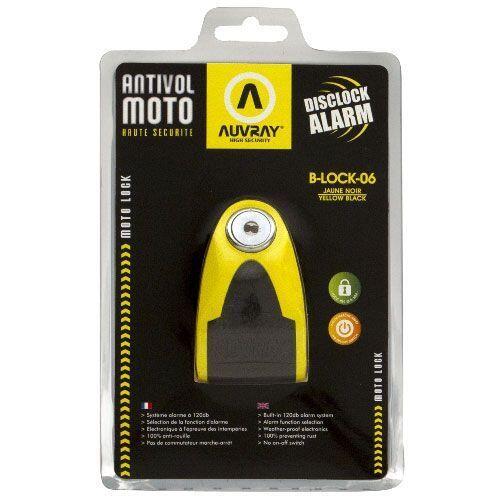 Blokada na tarczę z alarmem B-LOCK 06 - żółto-czarna, średnica bolca 6mm AUVRAY