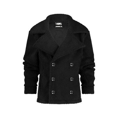 Warme jas – heren – teddy trenchcoat – zwart – joe_