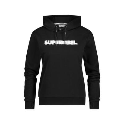 Hoodie – dames – comfortabel, met print – zwart – helen_