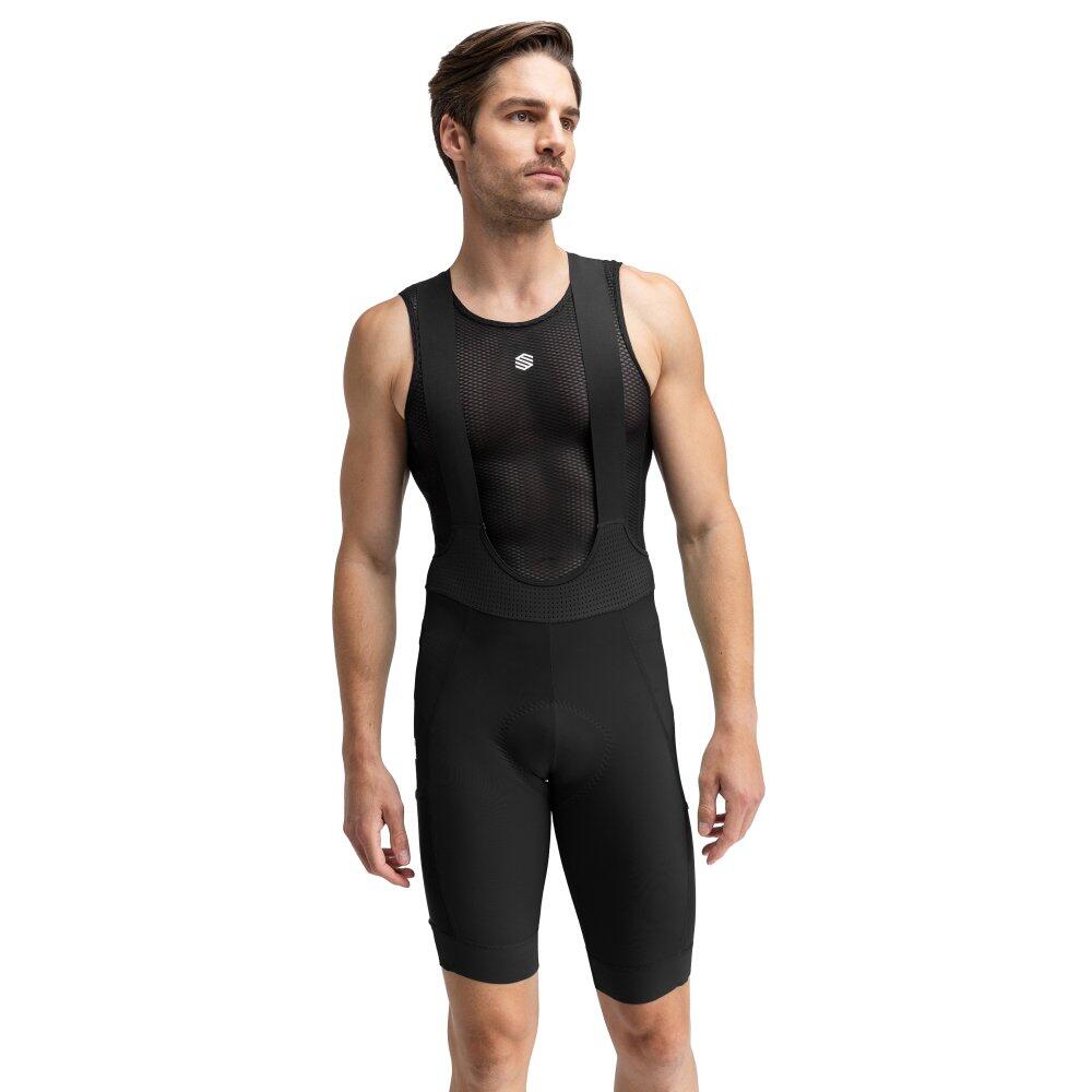 Calções de ciclismo gravel com alças para homem berg preto