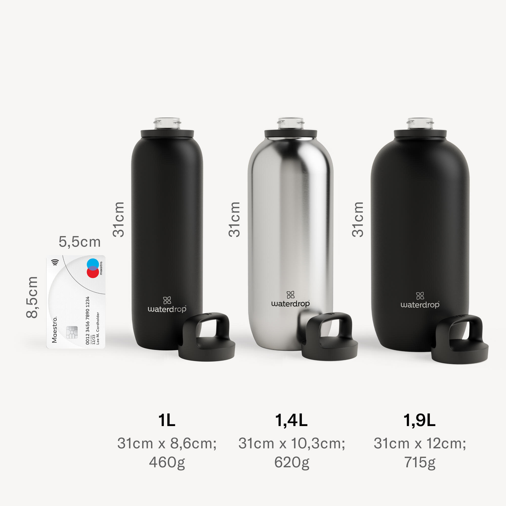 waterdrop Gourde Thermo - Noir Mat - 1L 5/6