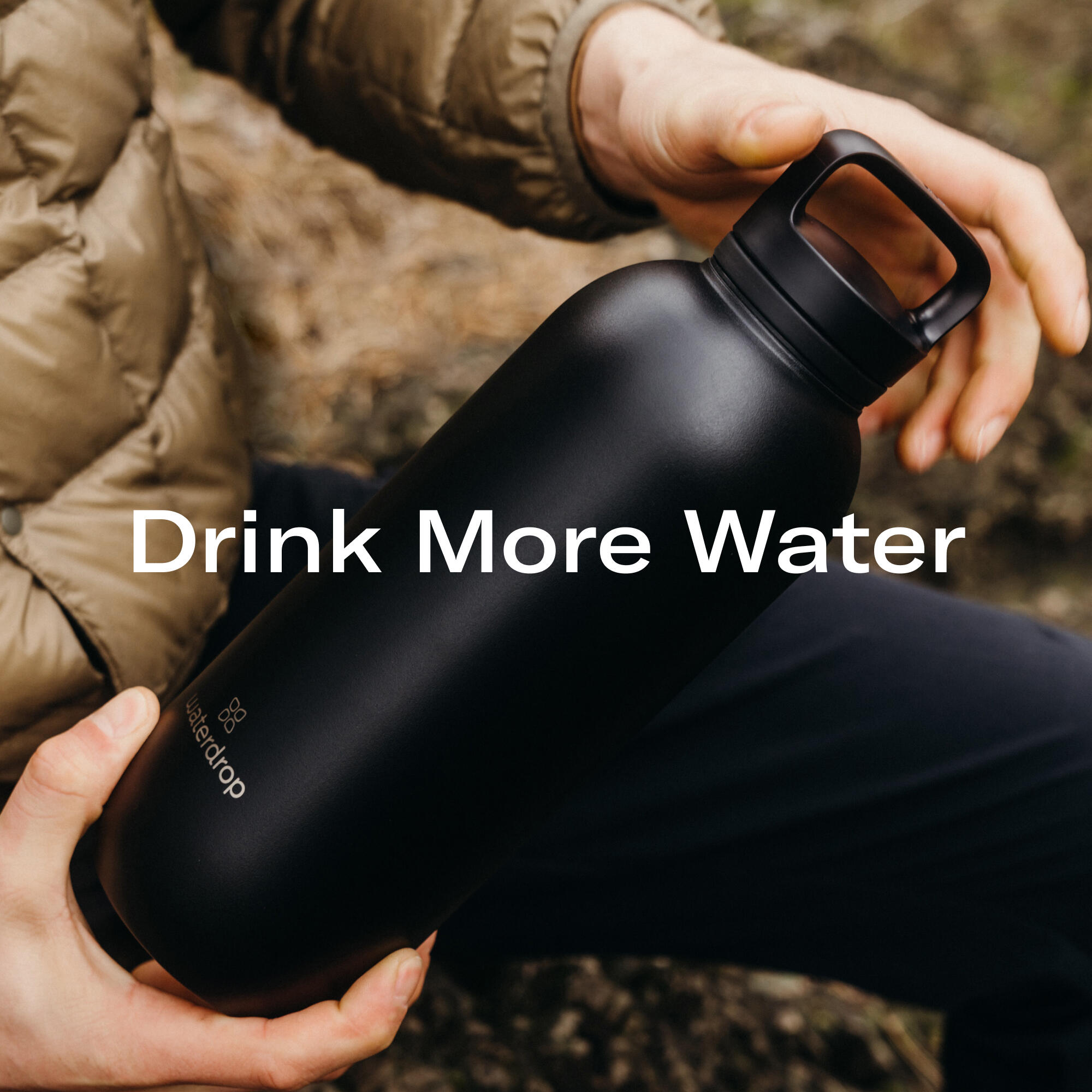 waterdrop ALL-PURPOSE Thermo Bottle black matt 1L Decathlon - Main Image