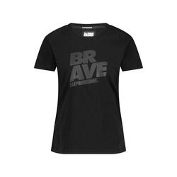 T-shirt Sport Femme avec Imprimé – Tissu Léger & Respirant – Noir – AMY_