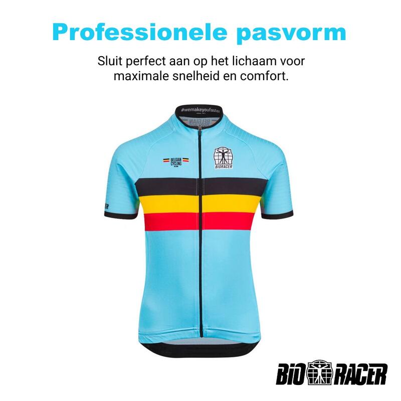 Maillot Cycliste pour Enfants - Bleu - Officiel Equipe Belgique (2023)