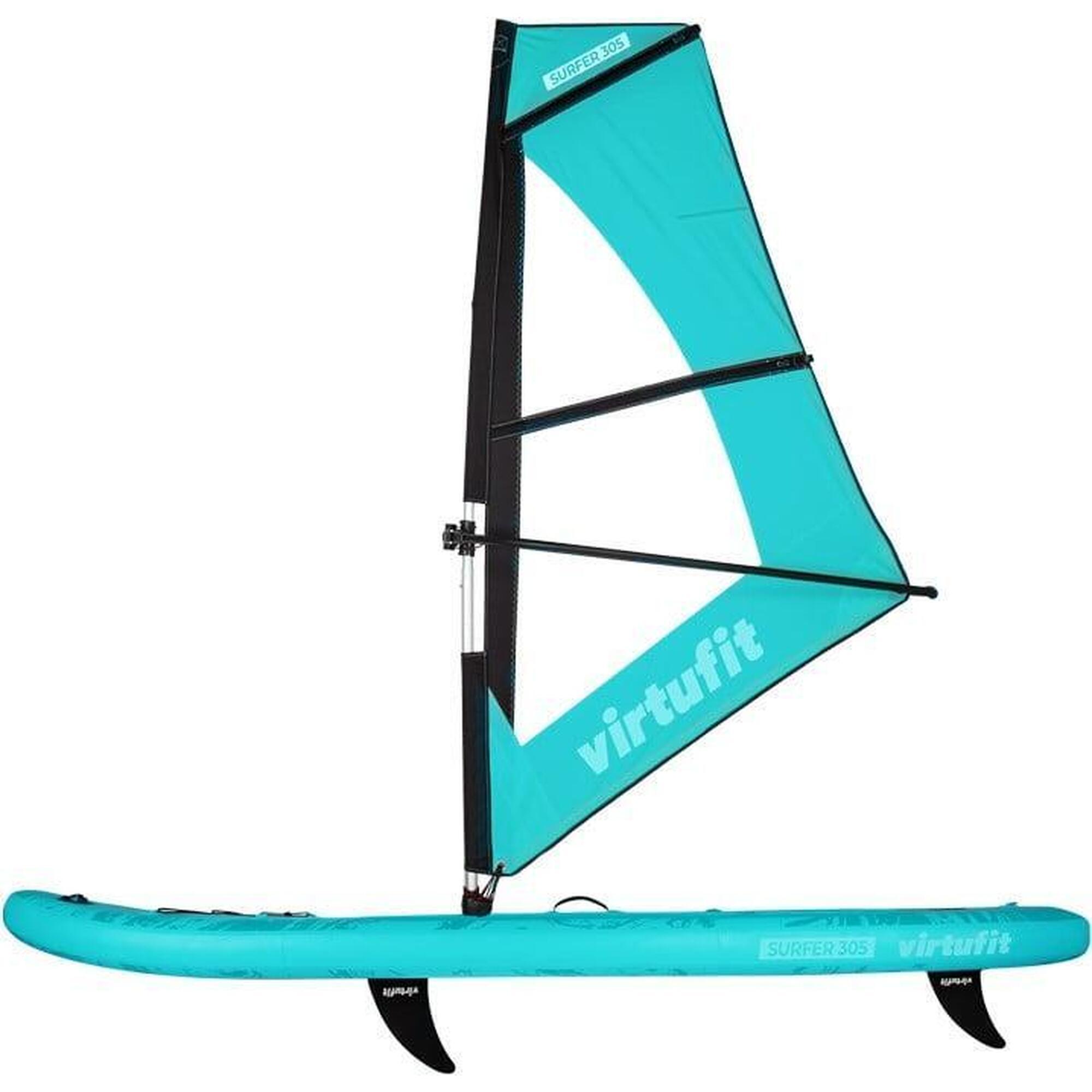 Stand up paddle - Surfer 305 - Turquoise - Avec voile à vent et accessoires