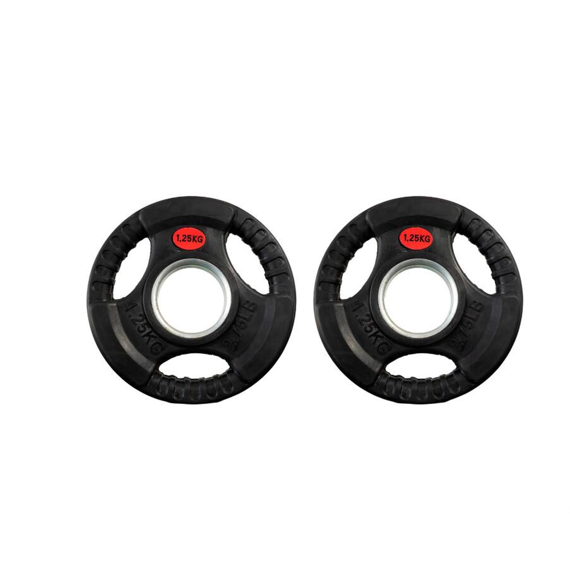 Conjunto 2 Discos Triplo Agarre 1,25kg 50mm Fitness Tech