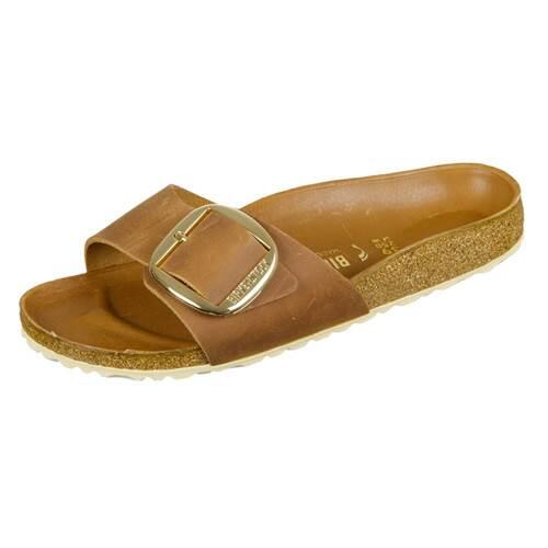 BIRKENSTOCK Birkenstock Madrid Cognac-Hausschuhe Mit Großer Schnalle Dame