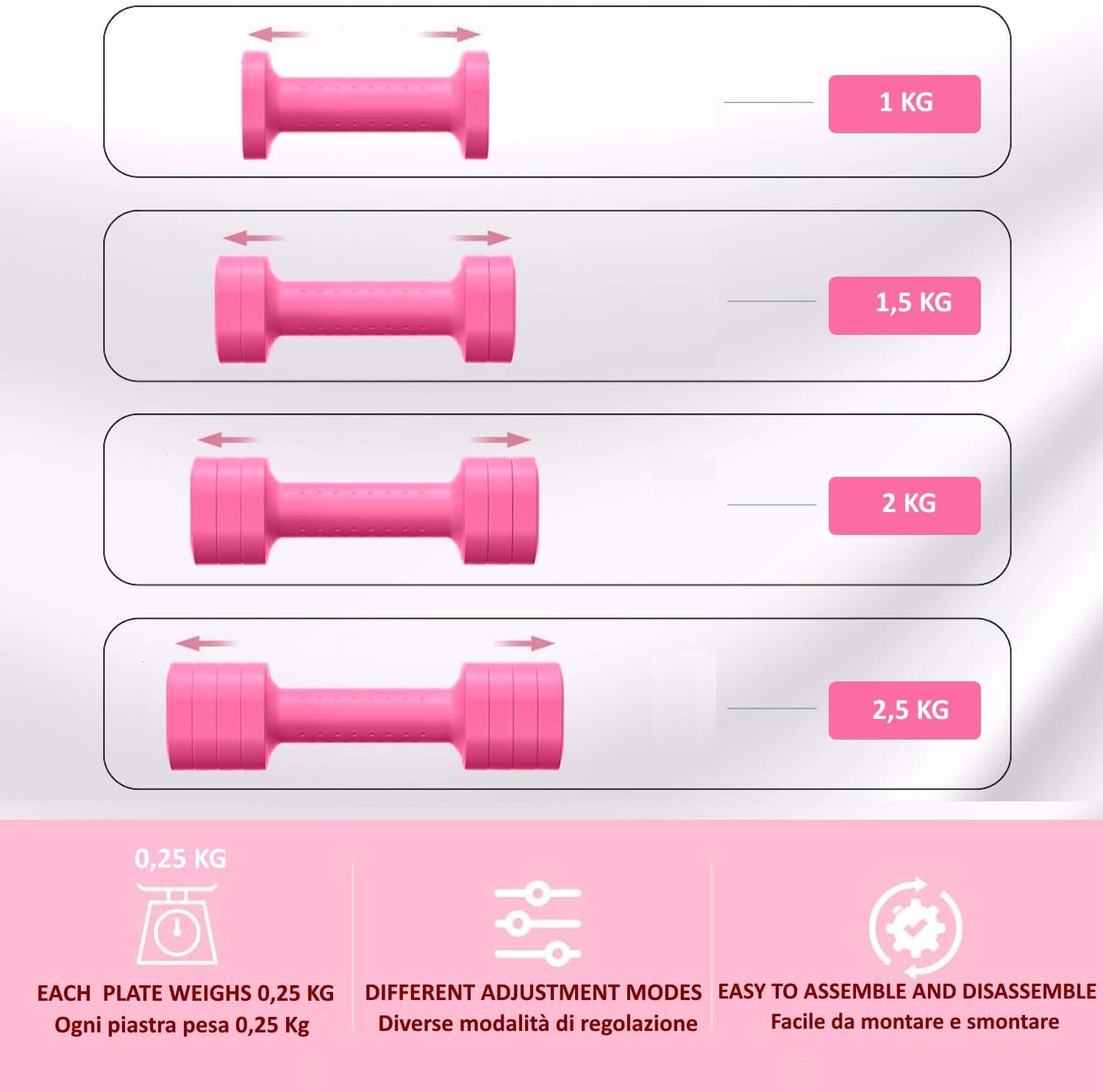 Set van 2 Verstelbare Dumbbells Roze FF 2/5