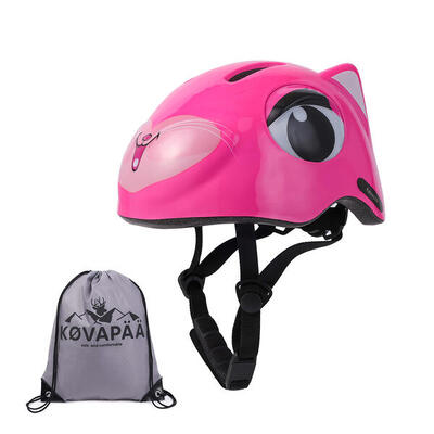 Køvapää fietshelm kind roze eekhoorn magneetsluiting met gemakkelijke opberghoes