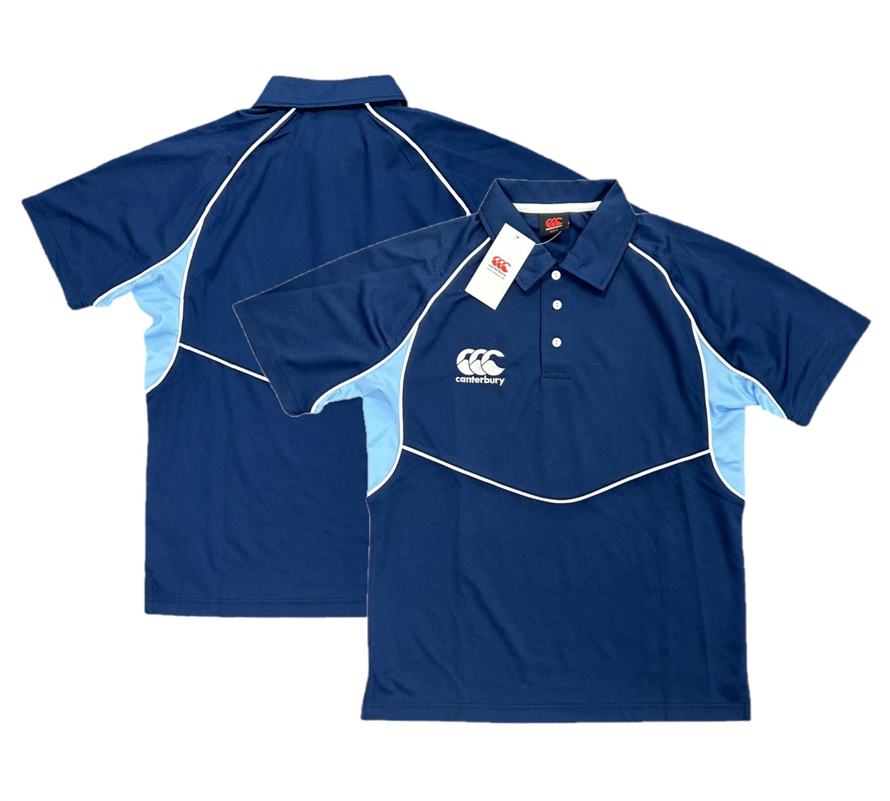 Canterbury Men's Sports Polo Shirt Navy Logo Poly Short Sleeve 1/3