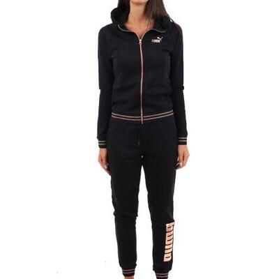 TUTA PUMA DONNA CON CAPPUCCIO COLORE NERO BRONZO WHITE