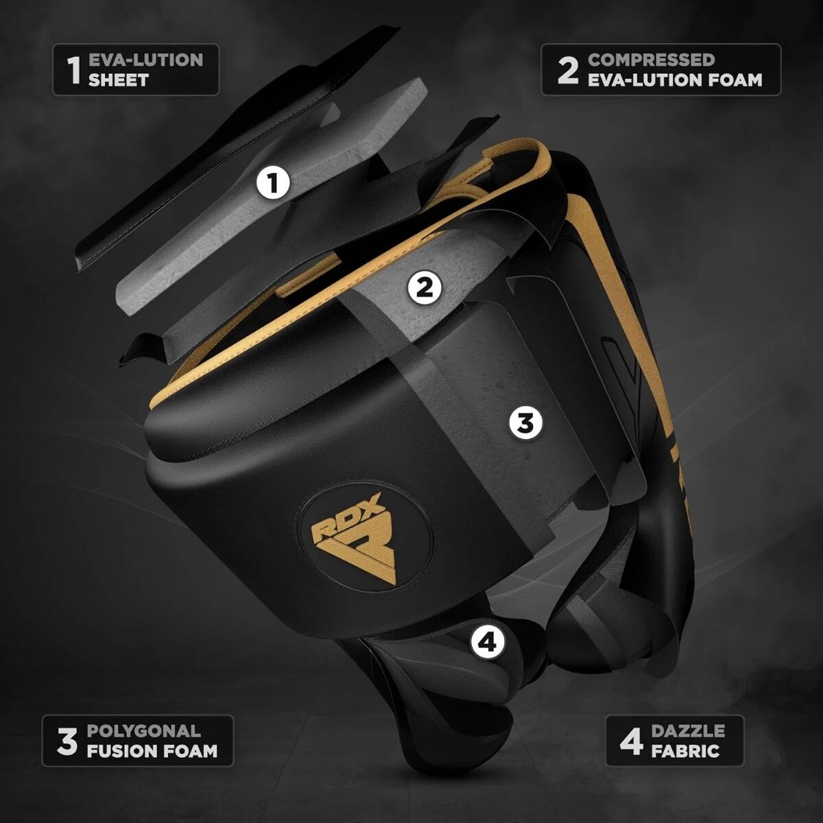 Casque de boxe F6 KARA – Or mat – XL 4/7