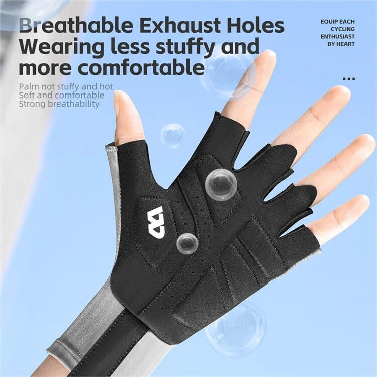 Atmungsaktive Anti-Rutsch-Halbfingerhandschuhe für Unisex - Schwarz 2/7