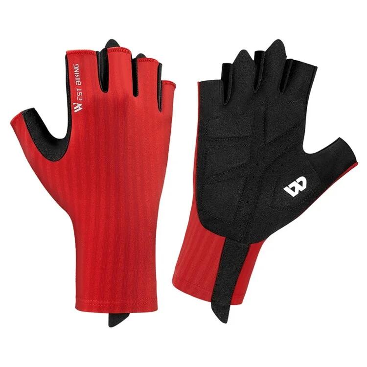 WEST BIKING Unisex rutschfeste, atmungsaktive Halbfingerhandschuhe - Rot