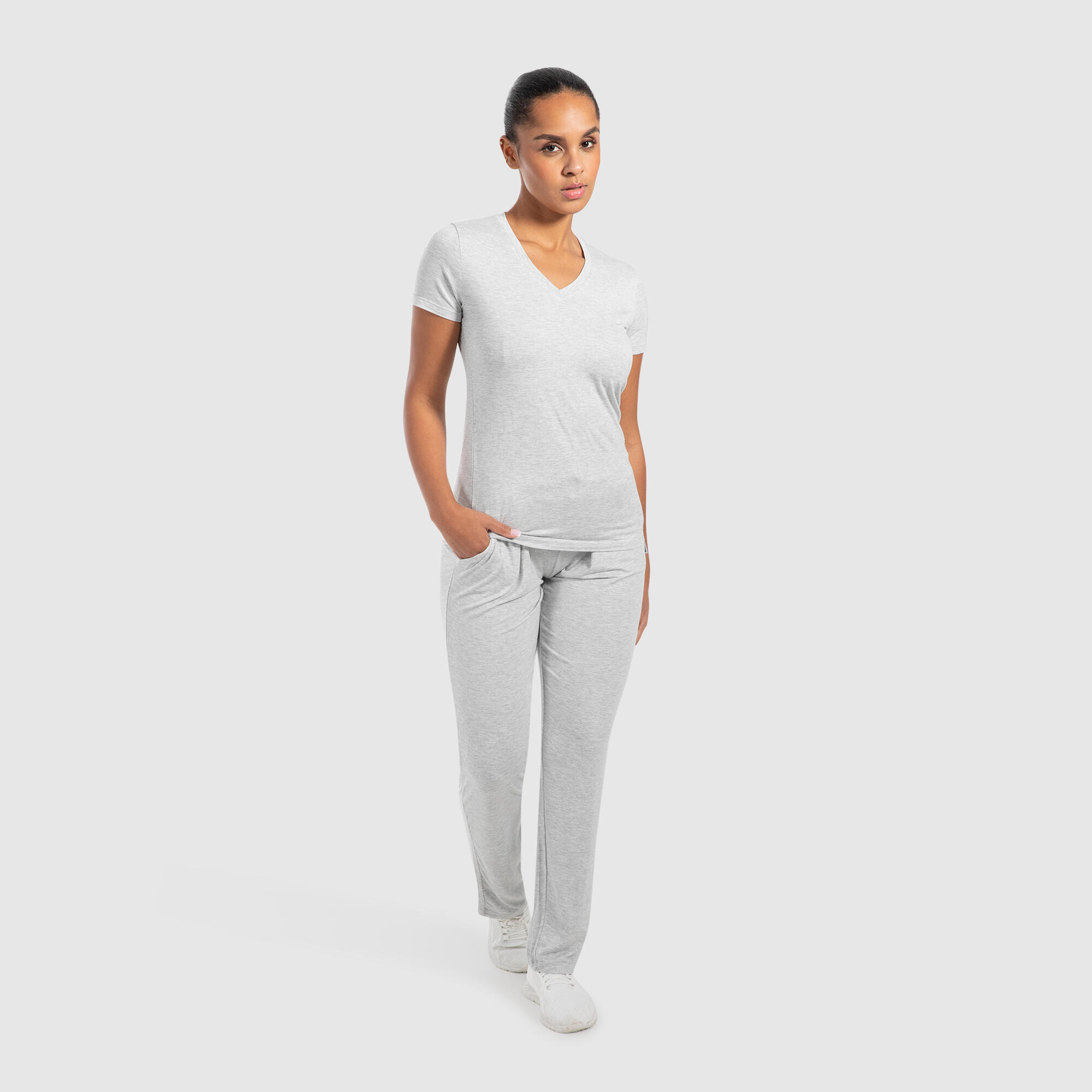Damen Jogginghose Brielle Modal Grau Melange 3/6
