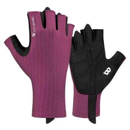 Gants antidérapants unisexes, respirants, demi-doigts - Violet