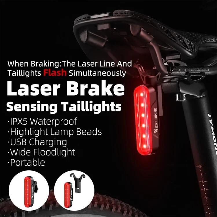 Laser remsensor fietsachterlicht, 5 modi slim remmen 4/7