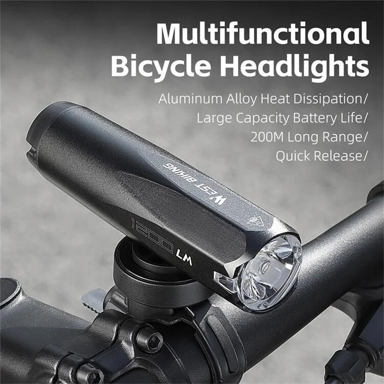 Farol de bicicleta multifuncional com sensor de luz 600 lúmens tipo C 4/7