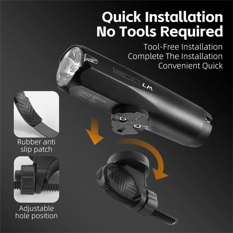 Farol de bicicleta multifuncional com sensor de luz 600 lúmens tipo C 7/7