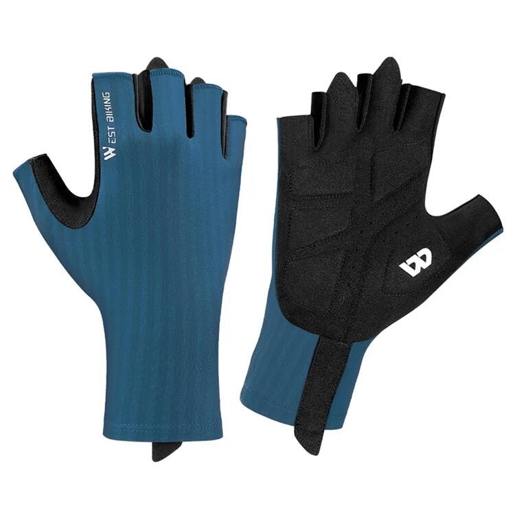WEST BIKING Atmungsaktive Anti-Rutsch-Halbfingerhandschuhe Unisex - Blau