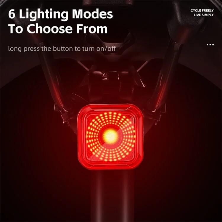 Inteligentna tylna lampa rowerowa, wykrywanie hamulca, wskaźnik baterii 3/7