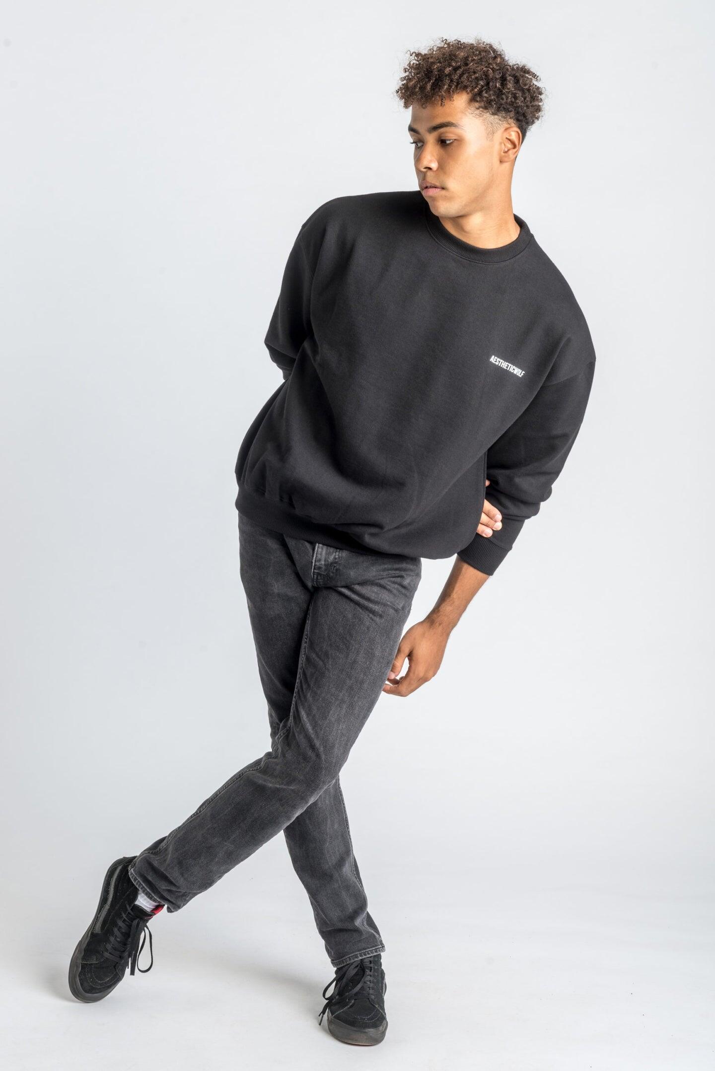 Essentials Crewneck AW Side Logo Noir 1/4