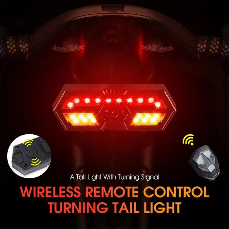 Luz traseira de bicicleta LED, buzina de bicicleta, luz de seta 2/7