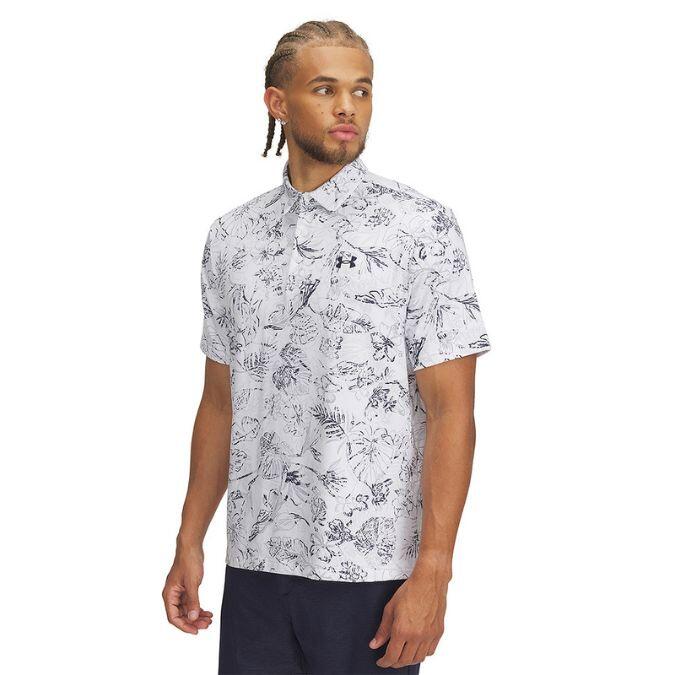 UNDER ARMOUR Under Armour Heren Playoff Golfpolo 3.0 Printed-Wit Navy