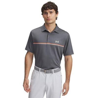 Under armour heren playoff golfpolo 3.0 stripe castlerock fire