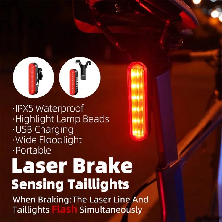 Feu arrière de vélo USB 3 modes avertissement de sécurité 7/7