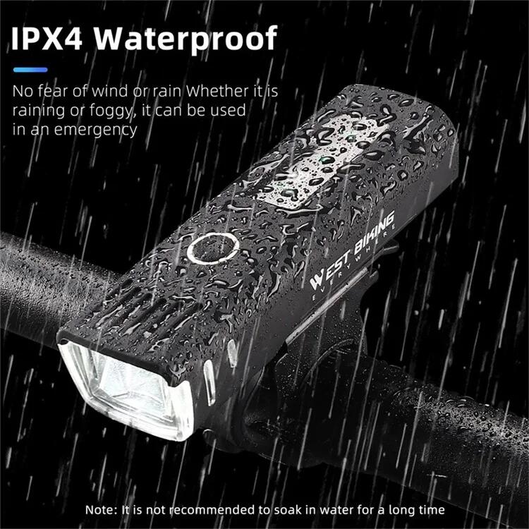 Phare de vélo à détection de lumière intelligente étanche IPX4 7/7