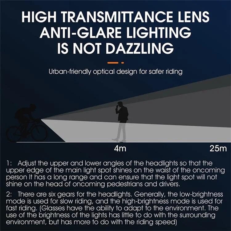 Lanterna de luz frontal de bicicleta LED super brilhante recarregável - preta 4/7