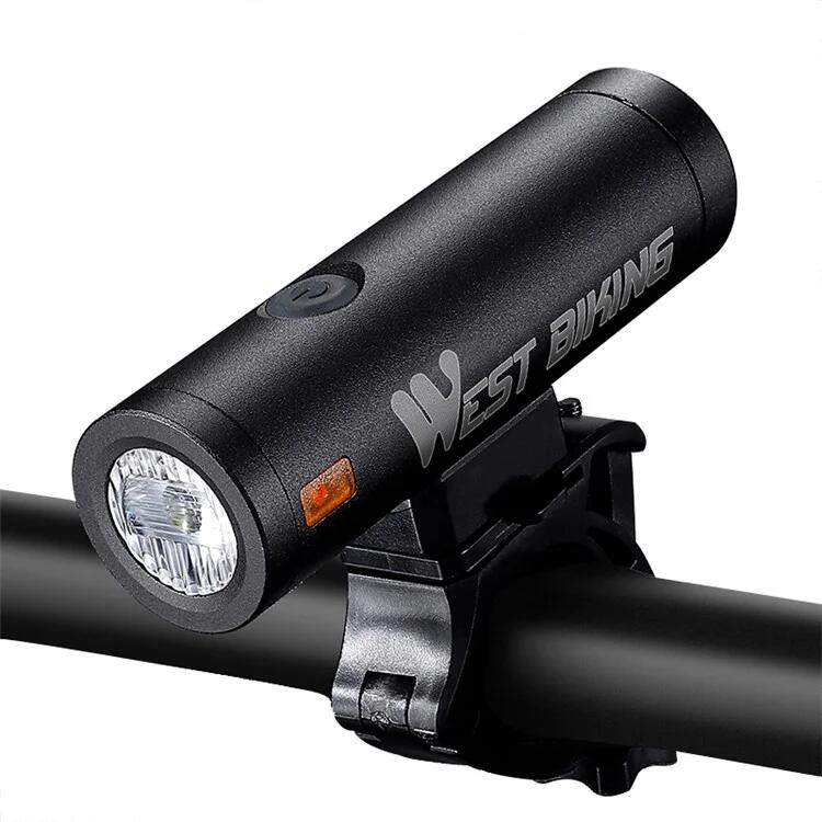 WEST BIKING Torcia anteriore per bici a LED ricaricabile super luminosa - Nero