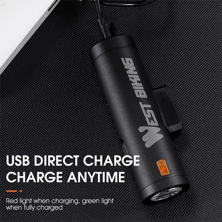 Lanterna de luz frontal de bicicleta LED super brilhante recarregável - preta 7/7
