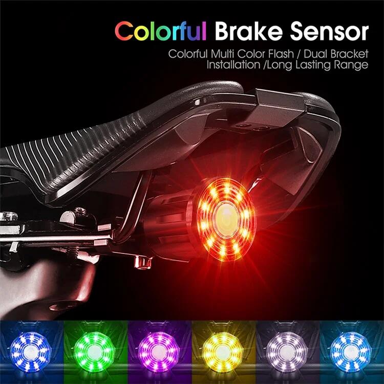 Luz traseira de bicicleta LED colorida e brilhante - Instalação sob o selim 2/7