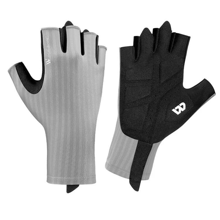 WEST BIKING Atmungsaktive Anti-Rutsch-Halbfingerhandschuhe Für Unisex - Grau