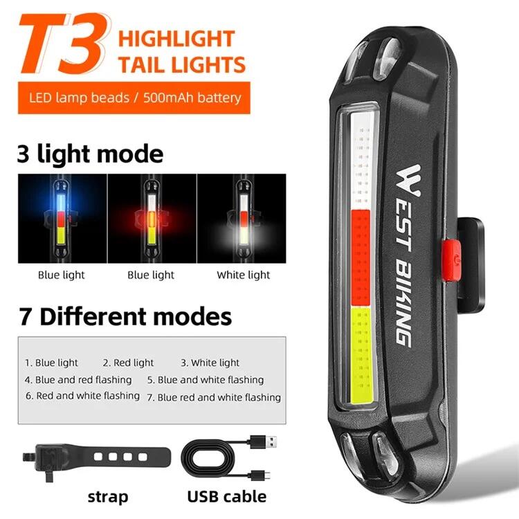 Helle USB-LED-Fahrrad-Rücklicht-Warnlampe - T3 2/7