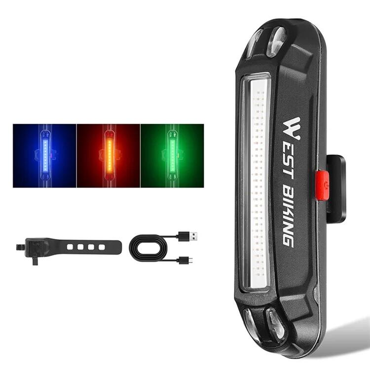 USB Rechargeable LED Bicycle Rear Light, Cycling Warning Lamp - T2
