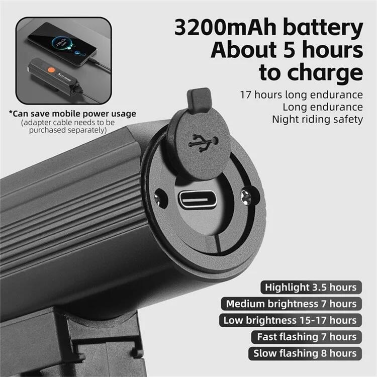 Luz frontal de bicicleta à prova de água de alto brilho, 5 modos 7/7