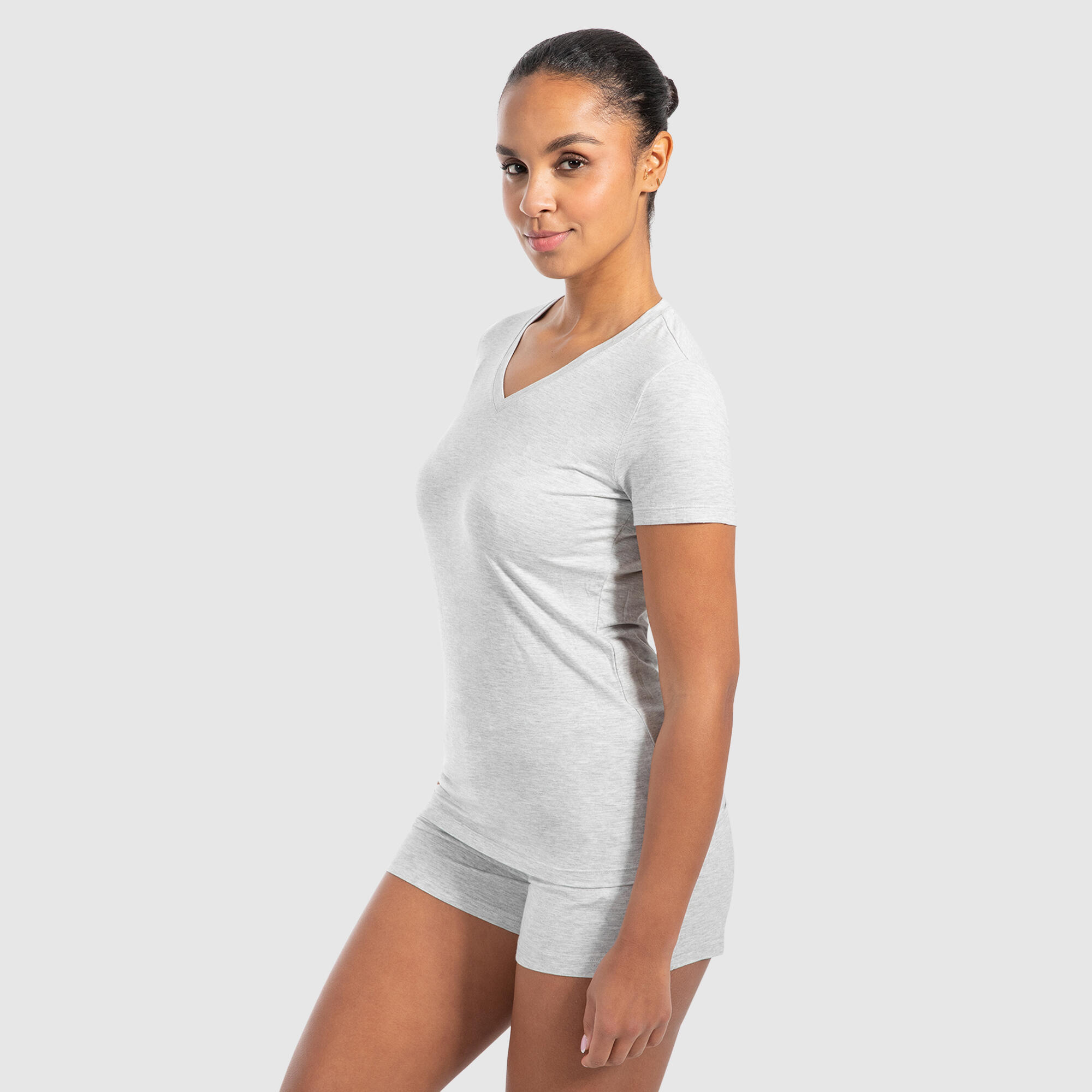 Damen T-Shirt Nela Modal Grau Melange 2/6