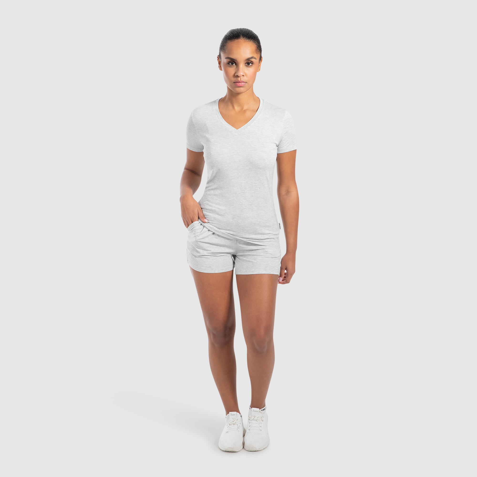 Damen T-Shirt Nela Modal Grau Melange 3/6