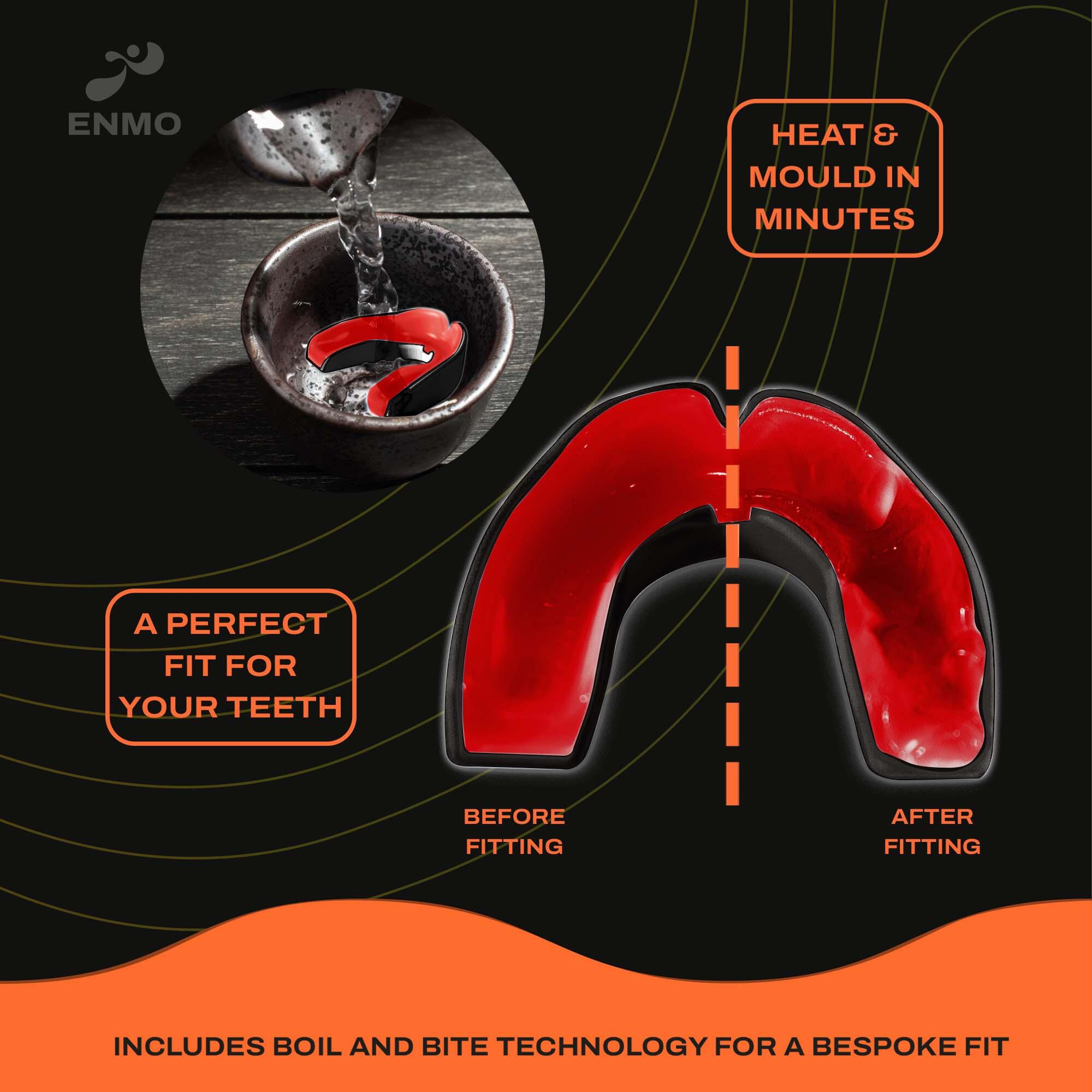 Enmo Maxilla Gel Mouthguard - Adult, Black/Red 4/7