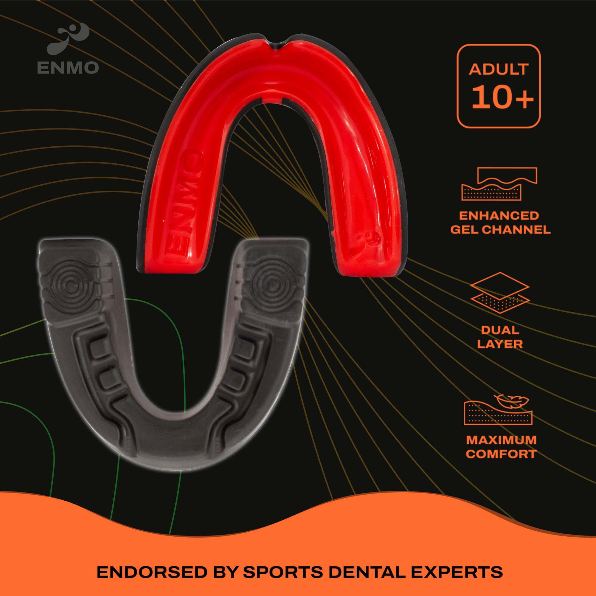 Enmo Maxilla Gel Mouthguard - Adult, Black/Red 2/7