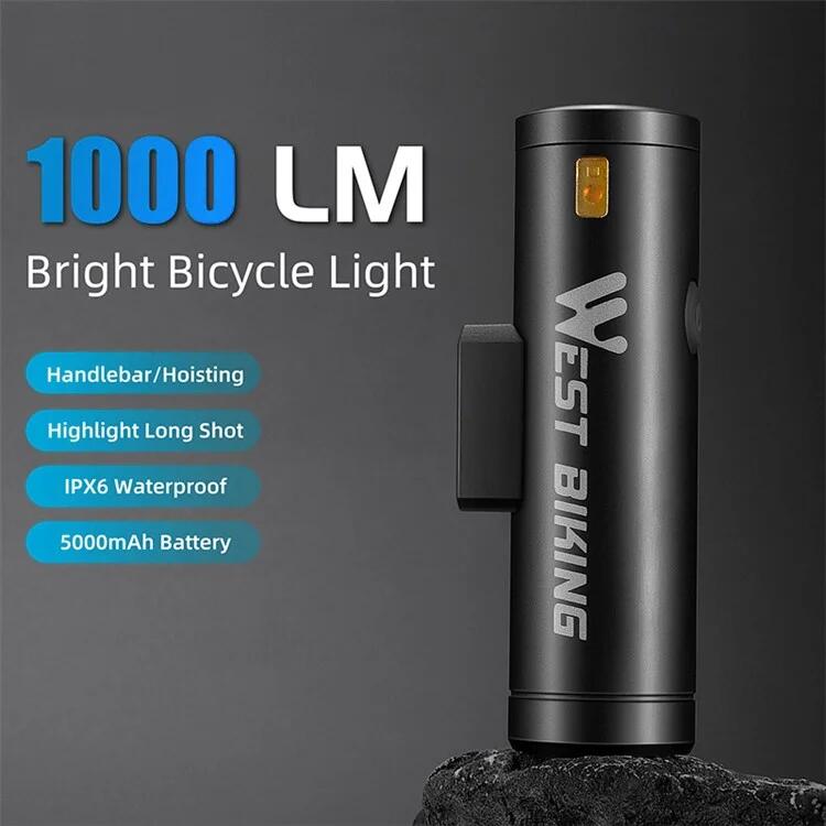Lampe avant de vélo LED lumineuse 2000 lumens rechargeable 3/7