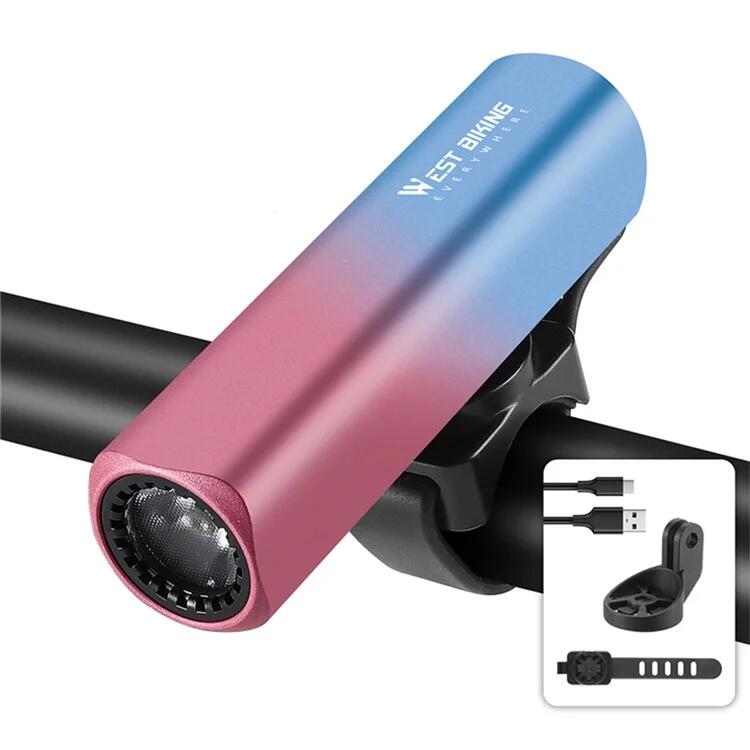 West Biking - Phare Avant De Vélo Lumineux 400lm En Alliage D'Aluminium  - Dégradé Bleu + Rose - Éclairage Vélo - Multicolore|rose - No Size - Decathlon