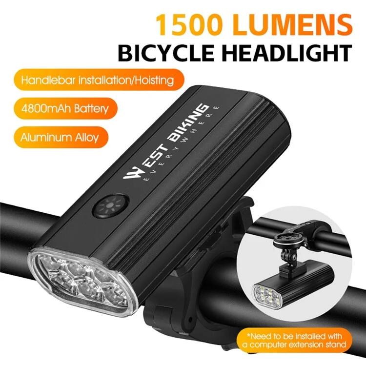Luz para manillar de bicicleta de alta potencia de 1500 lúmenes, 5 modos 2/7