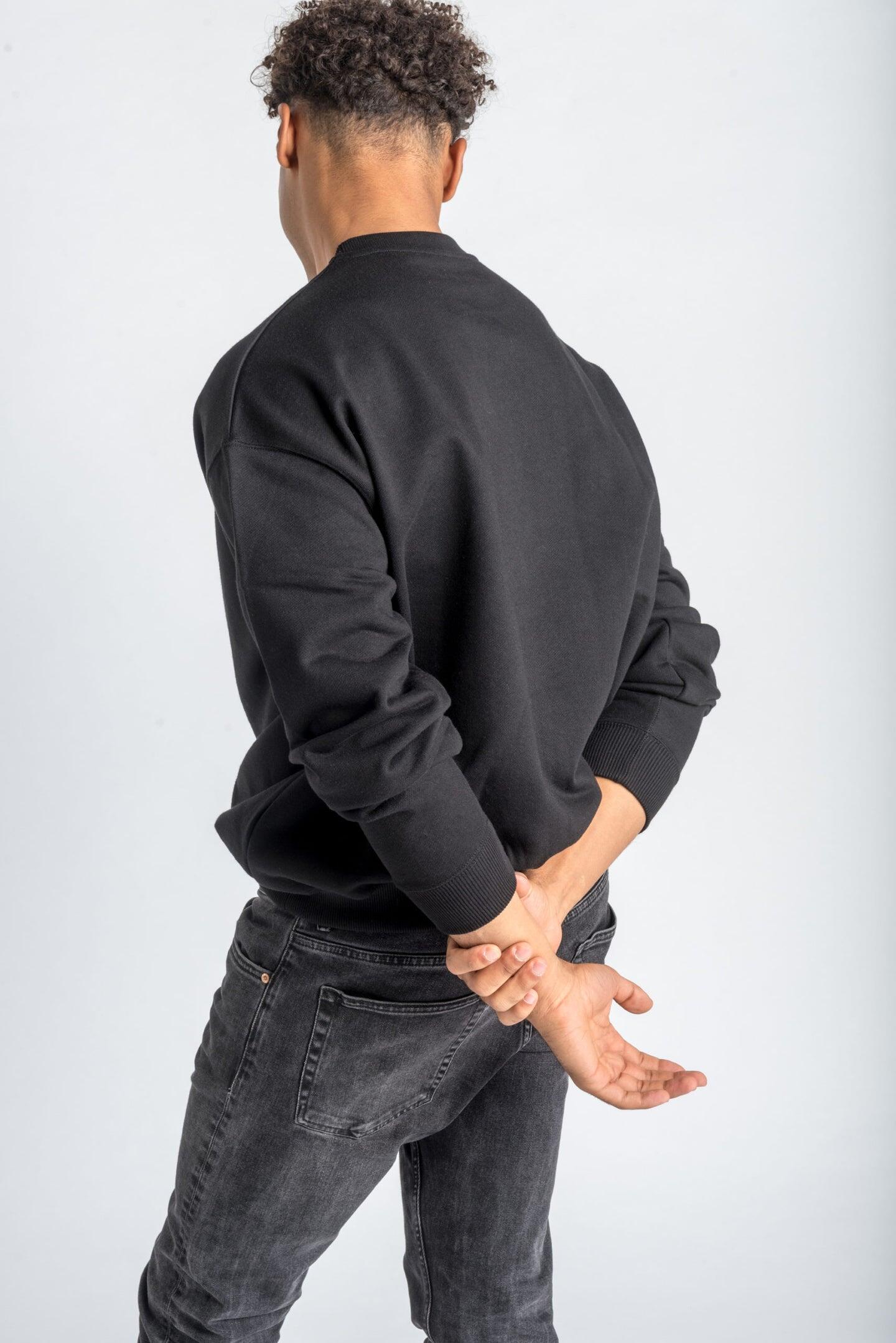 Essentials Crewneck AW Side Logo Noir 3/4