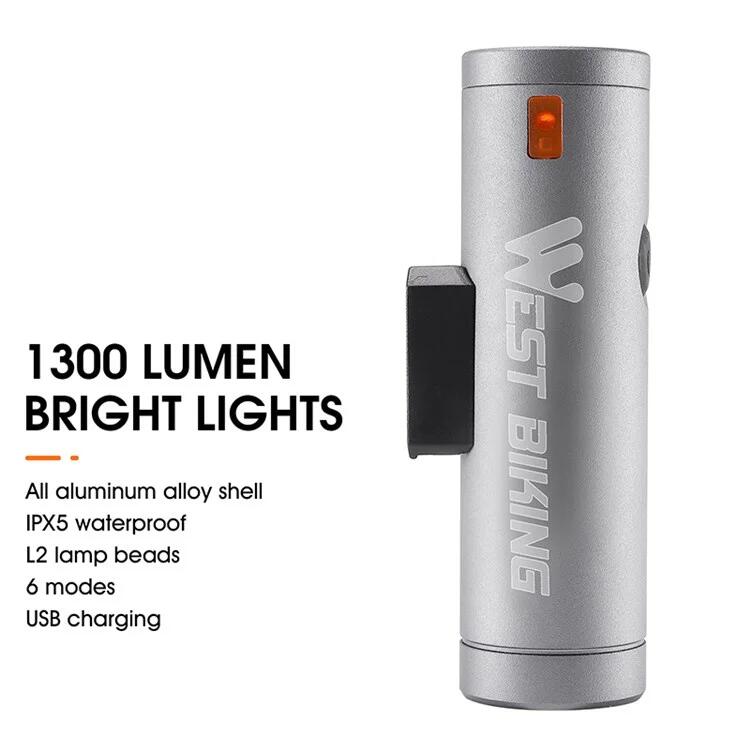 Lampe avant de vélo LED super lumineuse rechargeable, torche - Argent 2/7